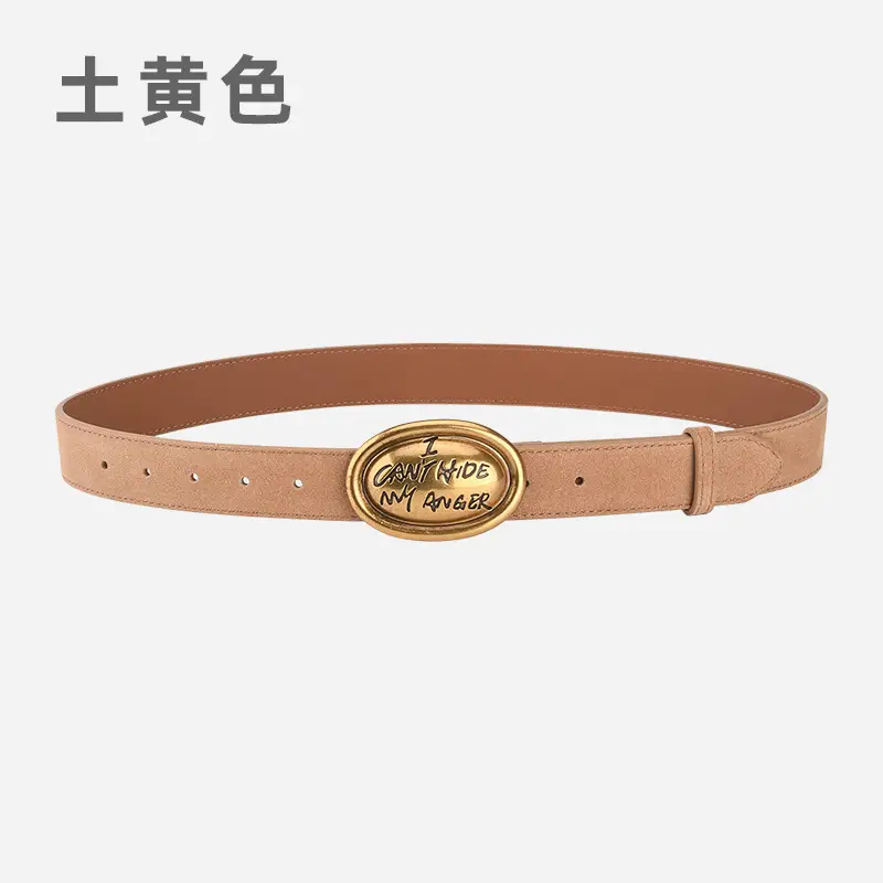 Trendy Women's Frosted Leather Belt with Gold Buckle - Image 12