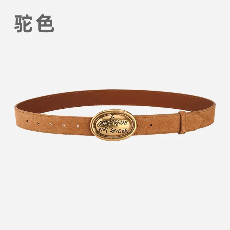 Trendy Women's Frosted Leather Belt with Gold Buckle - Image 13