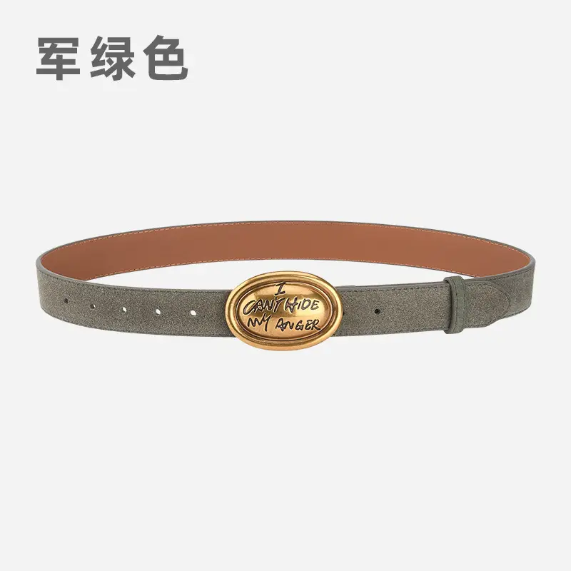 Trendy Women's Frosted Leather Belt with Gold Buckle - Image 6