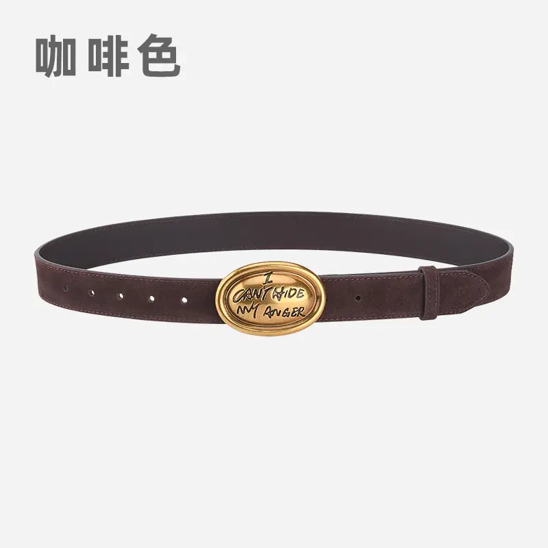 Trendy Women's Frosted Leather Belt with Gold Buckle - Image 7