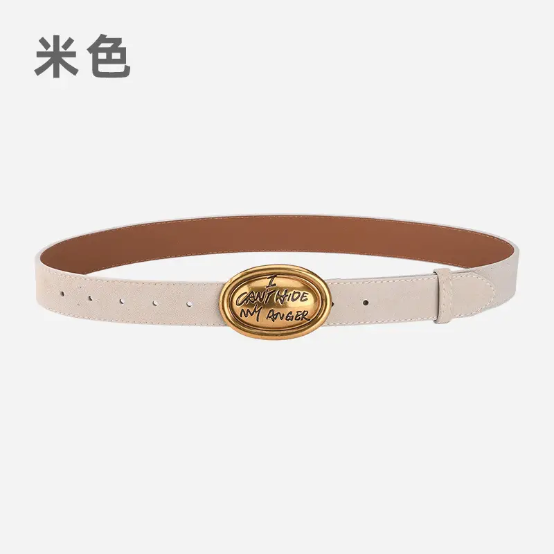 Trendy Women's Frosted Leather Belt with Gold Buckle - Image 8
