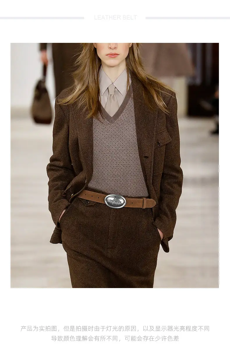 Factory Wholesale Leather Belt Dark Gray English Trend — feature 1