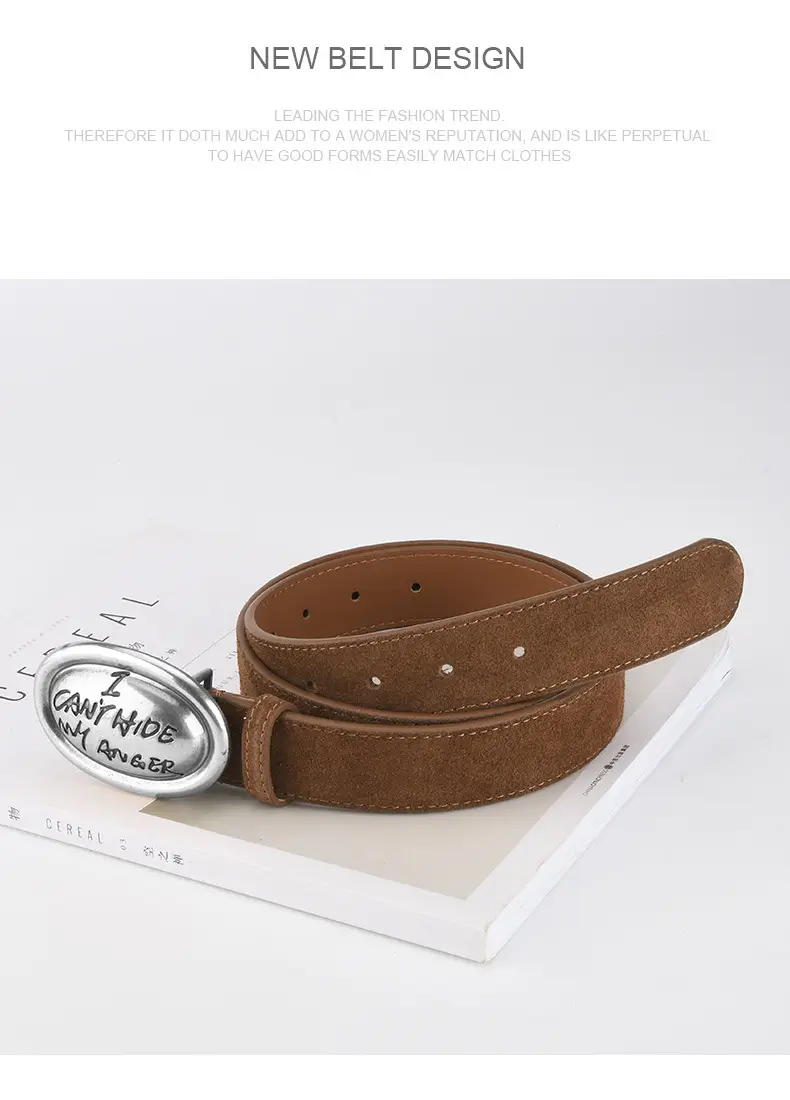Factory Wholesale Leather Belt Dark Gray English Trend — feature 10