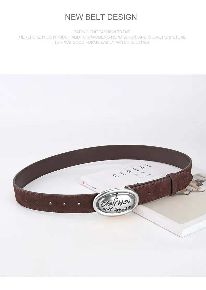 Factory Wholesale Leather Belt Dark Gray English Trend — feature 12