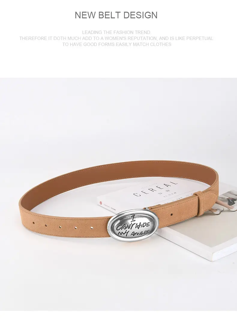 Factory Wholesale Leather Belt Dark Gray English Trend — feature 13