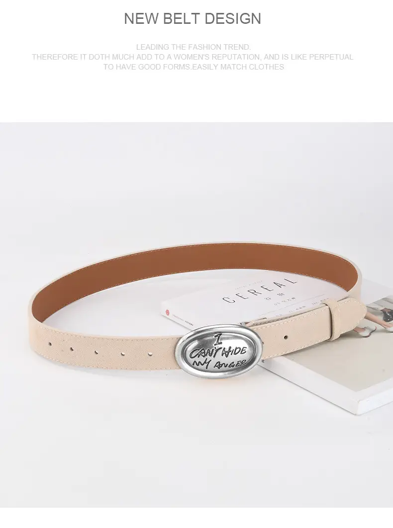 Factory Wholesale Leather Belt Dark Gray English Trend — feature 14