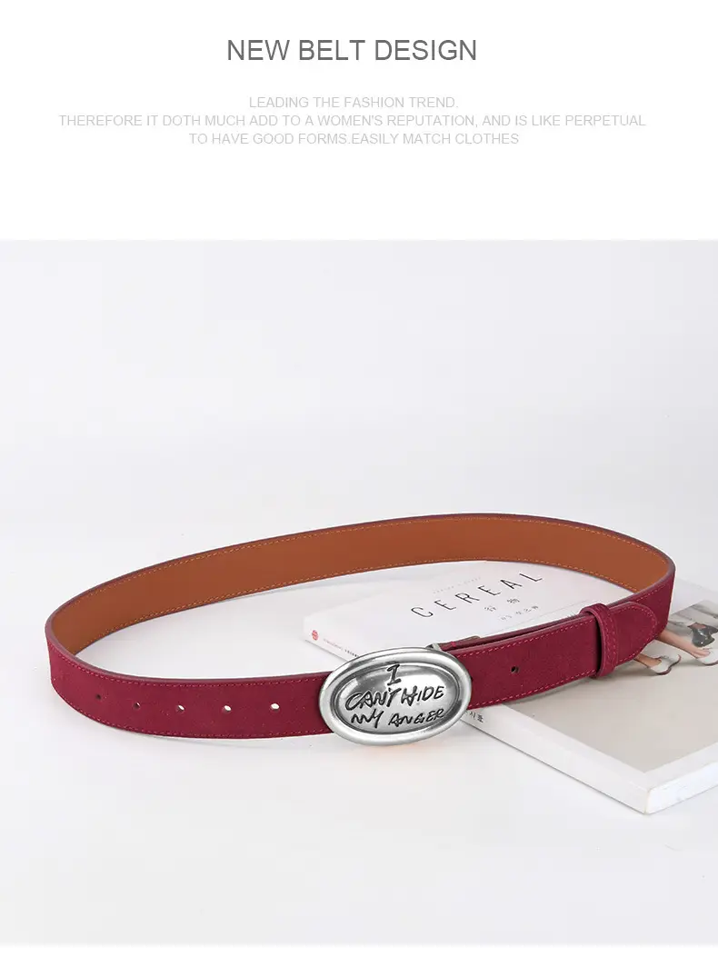 Factory Wholesale Leather Belt Dark Gray English Trend — feature 15