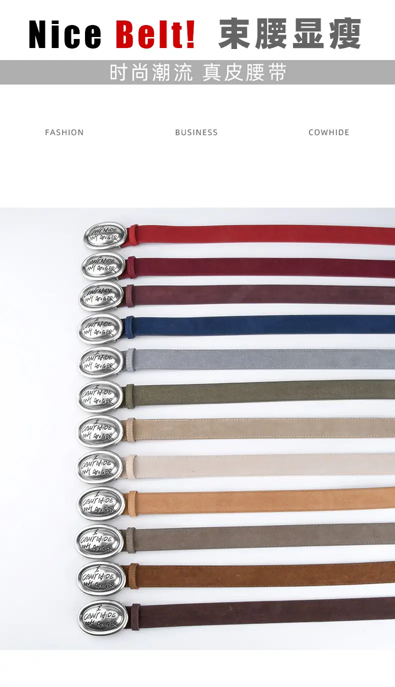 Factory Wholesale Leather Belt Dark Gray English Trend — feature 3