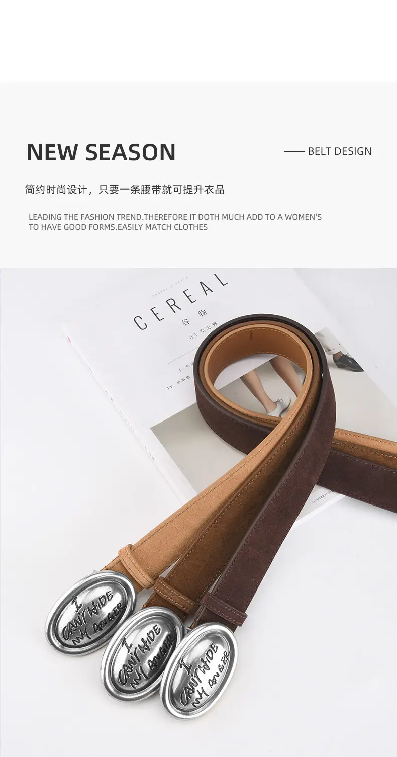 Factory Wholesale Leather Belt Dark Gray English Trend — feature 4