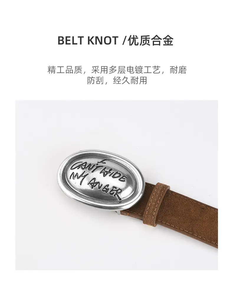 Factory Wholesale Leather Belt Dark Gray English Trend — feature 6