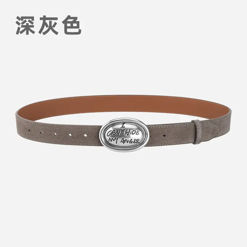 Factory Wholesale Leather Belt Dark Gray English Trend - Image 11