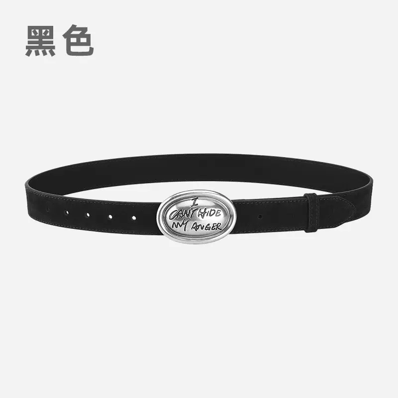 Factory Wholesale Leather Belt Dark Gray English Trend - Image 2
