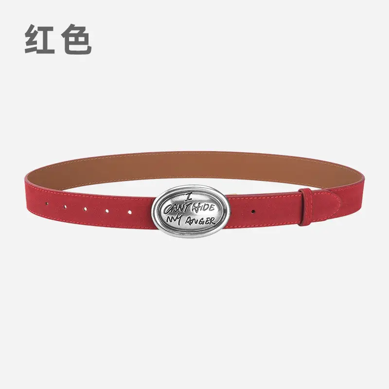 Factory Wholesale Leather Belt Dark Gray English Trend - Image 3