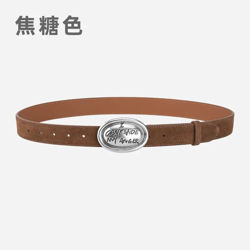 Factory Wholesale Leather Belt Dark Gray English Trend - Image 4