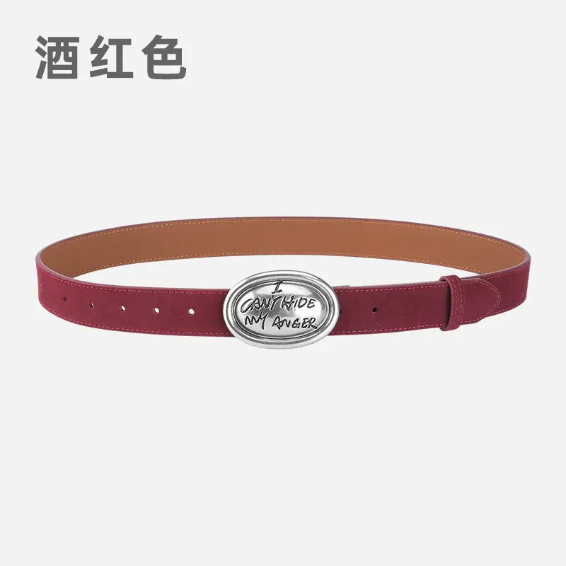 Factory Wholesale Leather Belt Dark Gray English Trend - Image 5