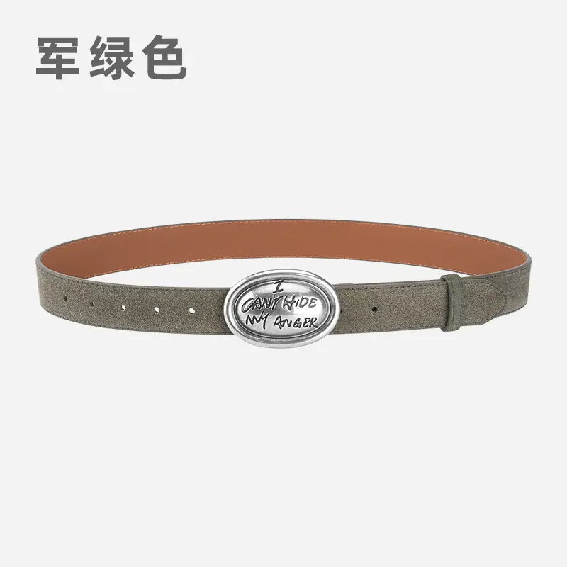Factory Wholesale Leather Belt Dark Gray English Trend - Image 6