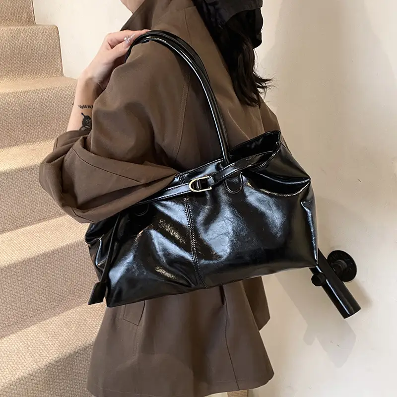 2025 Black Leather Shoulder Bag for Women - Image 3