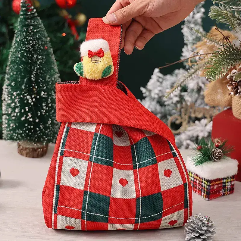 Cross-Country Knitted Candy Bag for Kids Christmas Eve Gift