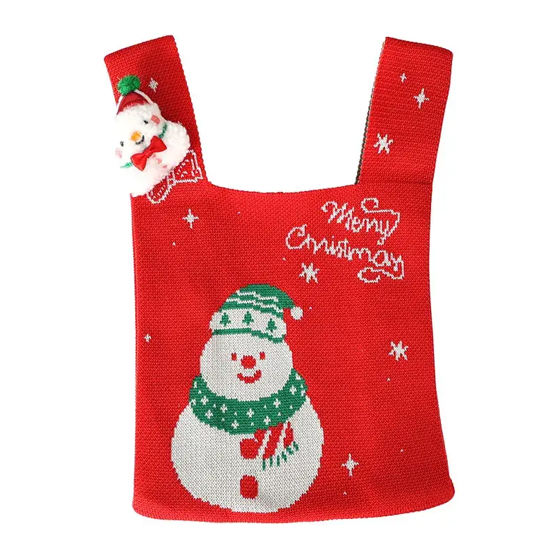 Kids Knitted Christmas Gift Bag 18.5x16cm
