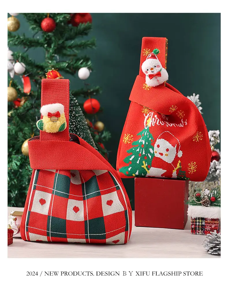 Kids Knitted Christmas Gift Bag 18.5x16cm — feature 13