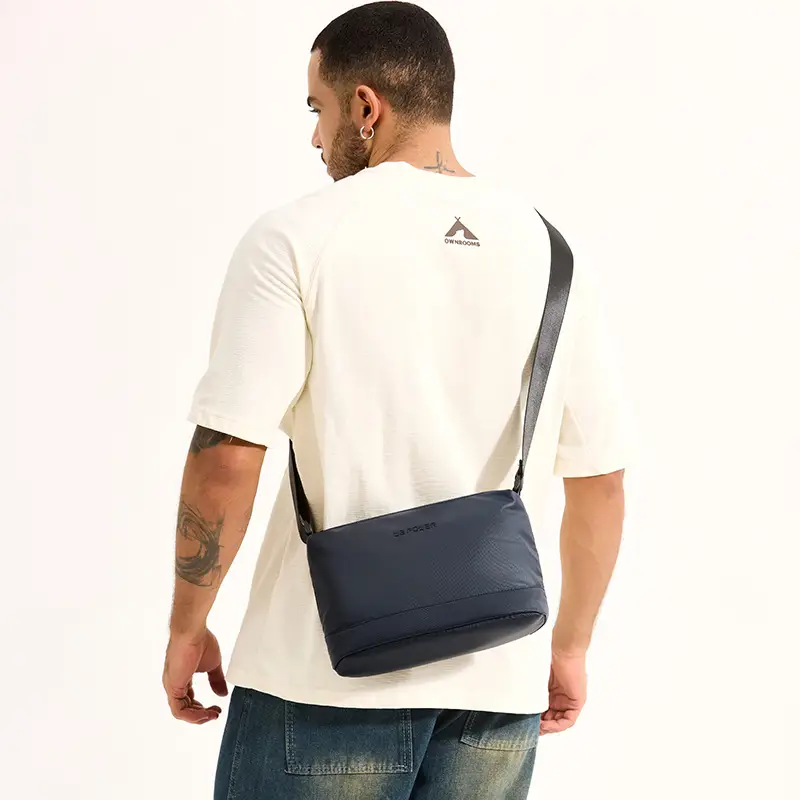 Men's Lightweight Crossbody Bag Black Large Capacity - Image 7