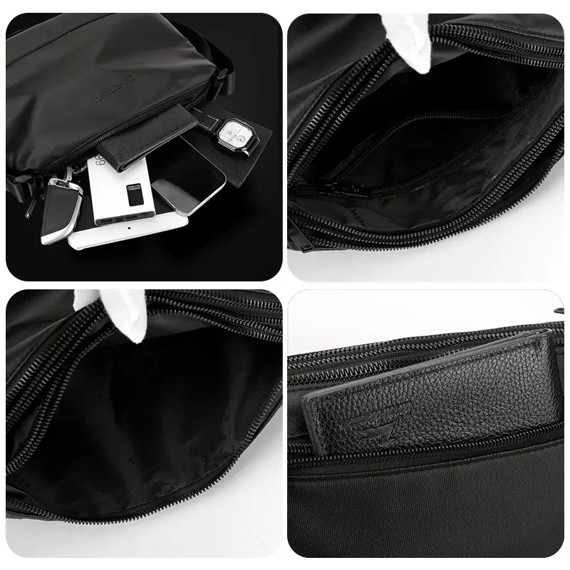 Men's Lightweight Crossbody Bag Black Large Capacity - Image 8