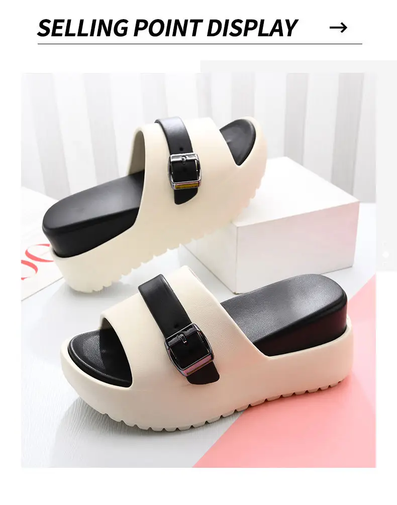 One-Word New Slippers Women's Non-Slip EVA Heightened Super Thick Bottom Home Fashion Super Soft Shit Feeling Inside and Outside Wear — feature 11