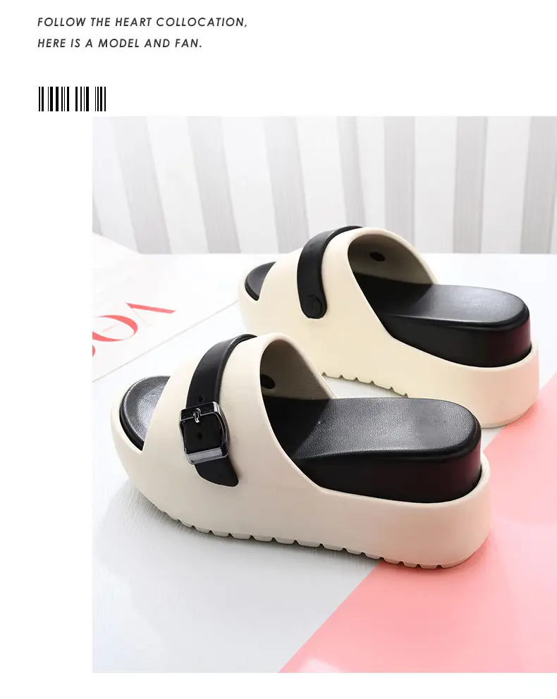 One-Word New Slippers Women's Non-Slip EVA Heightened Super Thick Bottom Home Fashion Super Soft Shit Feeling Inside and Outside Wear — feature 13