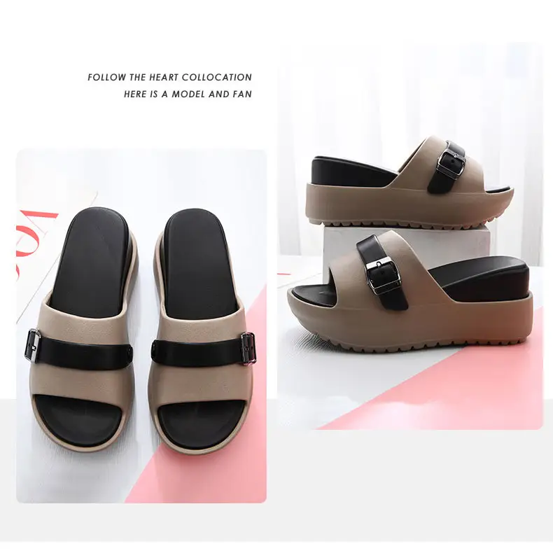 One-Word New Slippers Women's Non-Slip EVA Heightened Super Thick Bottom Home Fashion Super Soft Shit Feeling Inside and Outside Wear — feature 15