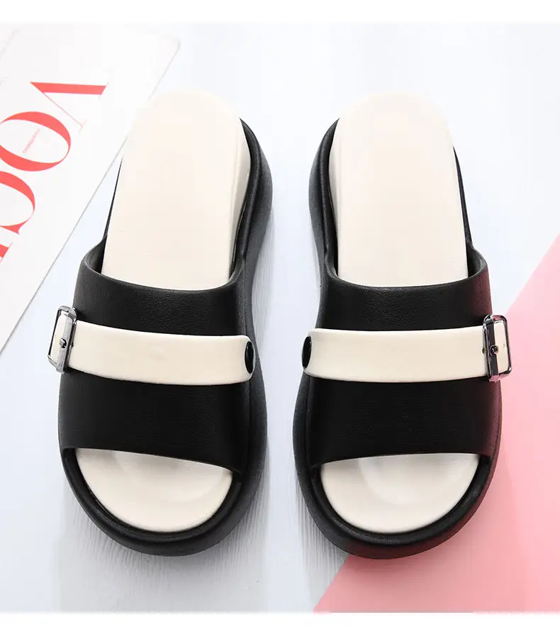 One-Word New Slippers Women's Non-Slip EVA Heightened Super Thick Bottom Home Fashion Super Soft Shit Feeling Inside and Outside Wear — feature 18