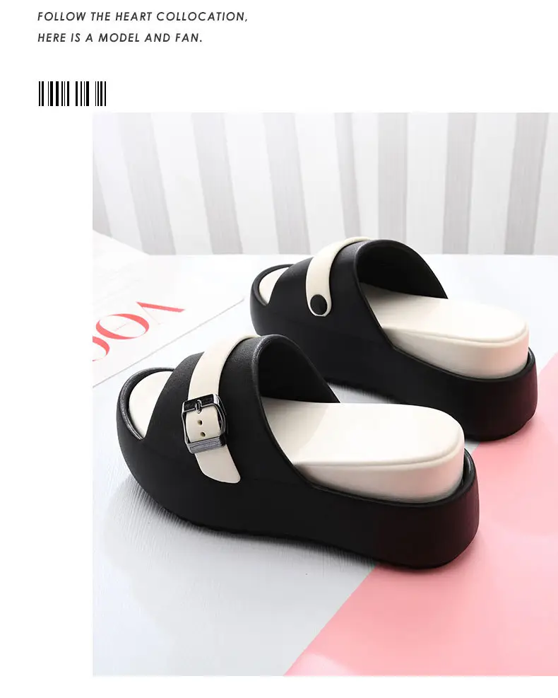 One-Word New Slippers Women's Non-Slip EVA Heightened Super Thick Bottom Home Fashion Super Soft Shit Feeling Inside and Outside Wear — feature 19