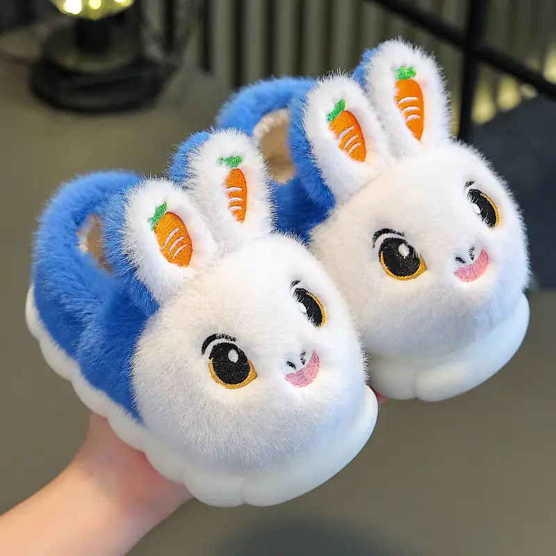 Winter Children's Cotton Slippers Girls' Princess Parent-Child Non-Slip Warm Maomao Thickened Baby Children's Bag-Heel Cotton Slippers