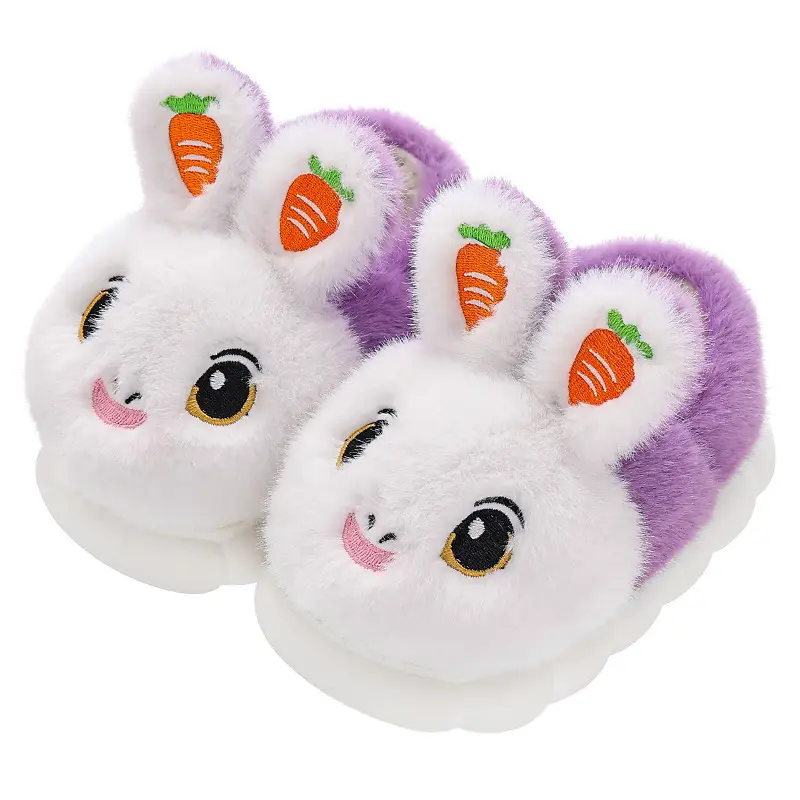 Winter Children's Cotton Slippers Girls' Princess Parent-Child Non-Slip Warm Maomao Thickened Baby Children's Bag-Heel Cotton Slippers