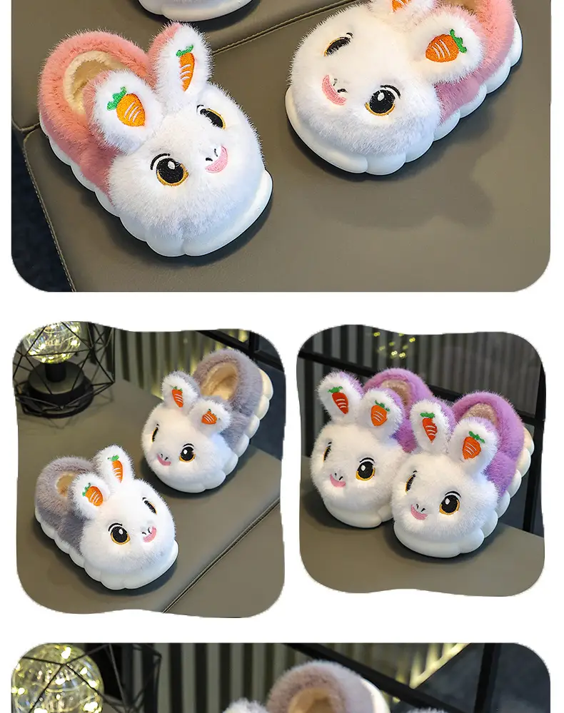Winter Children's Cotton Slippers Girls' Princess Parent-Child Non-Slip Warm Maomao Thickened Baby Children's Bag-Heel Cotton Slippers — feature 17