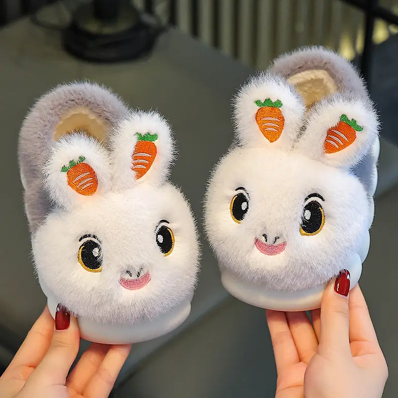 Winter Children's Cotton Slippers Girls' Princess Parent-Child Non-Slip Warm Maomao Thickened Baby Children's Bag-Heel Cotton Slippers