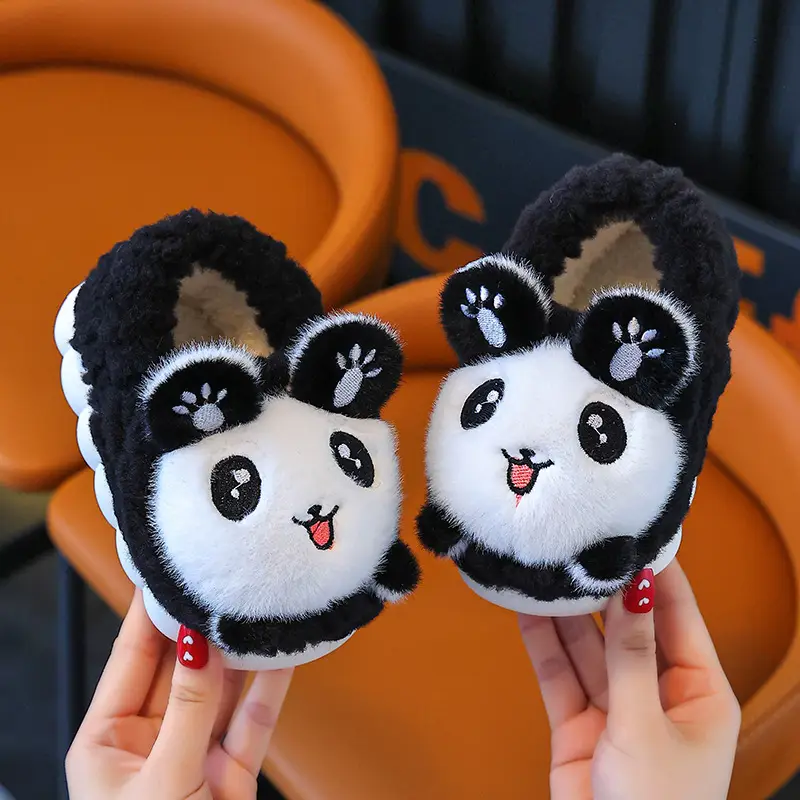 Winter Children's Cotton Slippers Girls' Princess Parent-Child Non-Slip Warm Maomao Thickened Baby Children's Bag-Heel Cotton Slippers
