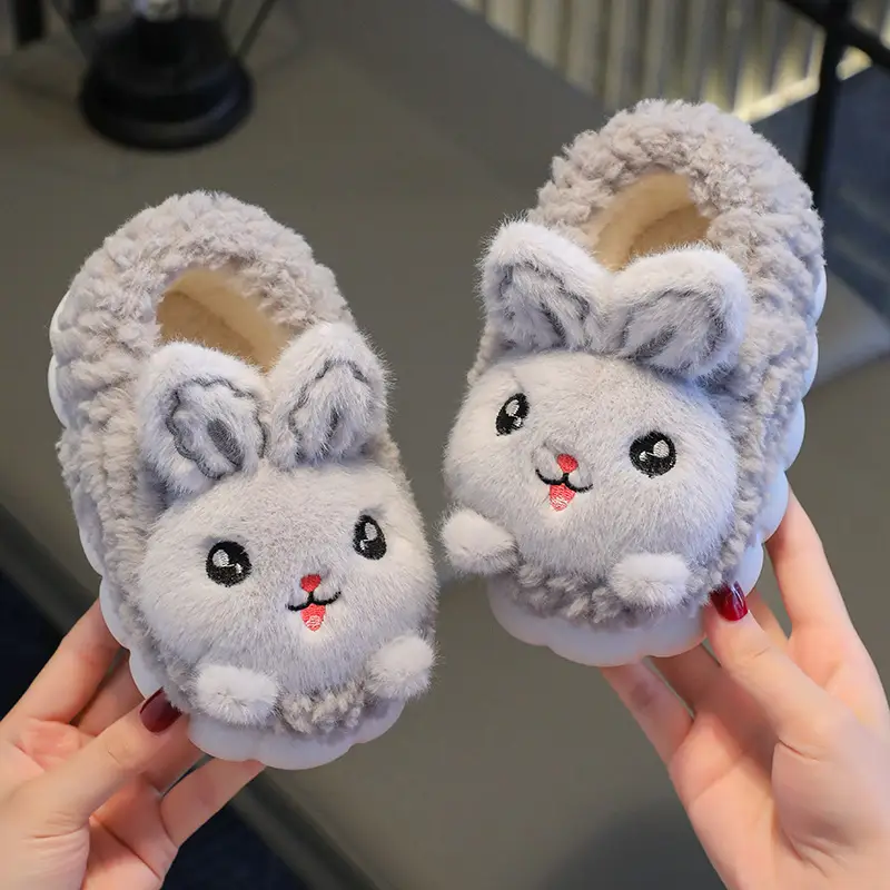 Winter Children's Cotton Slippers Girls' Princess Parent-Child Non-Slip Warm Maomao Thickened Baby Children's Bag-Heel Cotton Slippers