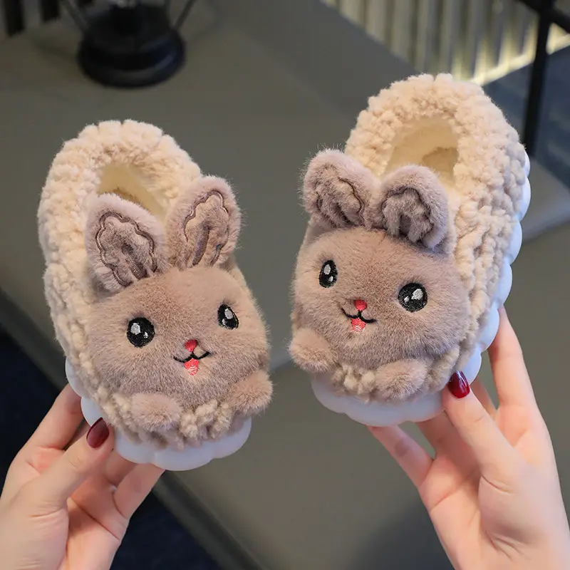 Winter Children's Cotton Slippers Girls' Princess Parent-Child Non-Slip Warm Maomao Thickened Baby Children's Bag-Heel Cotton Slippers