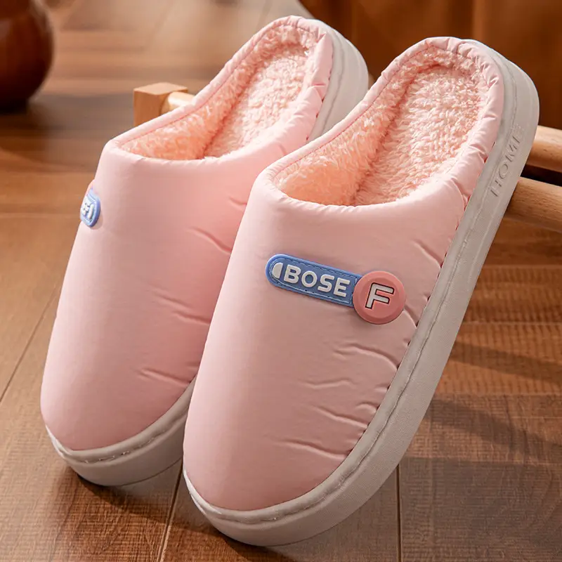 Pink Cotton Slippers for Men Women Warm Comfort - Image 5