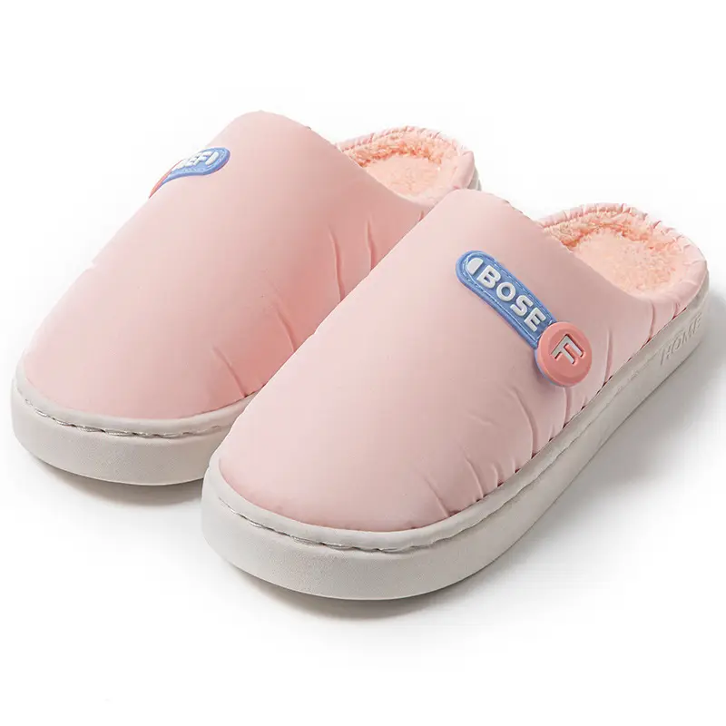 Pink Cotton Slippers for Men Women Warm Comfort - Image 9