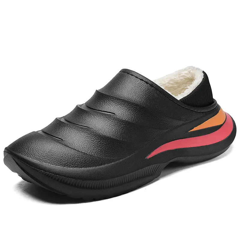 Northeast Cotton Slippers Men's Winter Home Non-Slip Waterproof Thick Sole fleece-lined Thickened Warm Toe Cotton Shoes