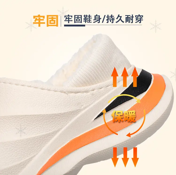 Northeast Cotton Slippers Men's Winter Home Non-Slip Waterproof Thick Sole fleece-lined Thickened Warm Toe Cotton Shoes — feature 7