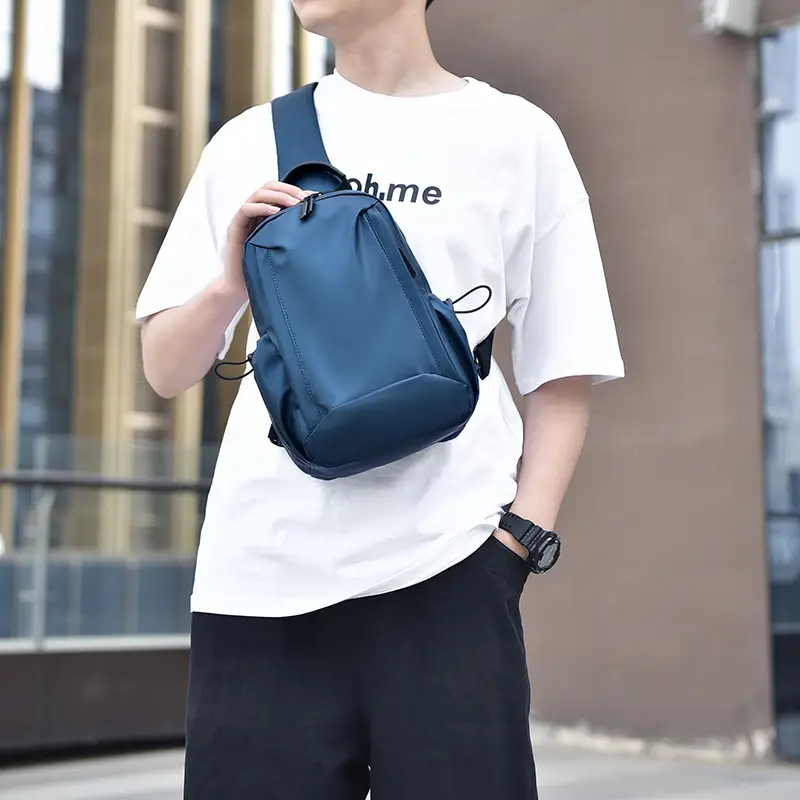 Men's Blue Multi-Compartment Crossbody Bag - Image 5