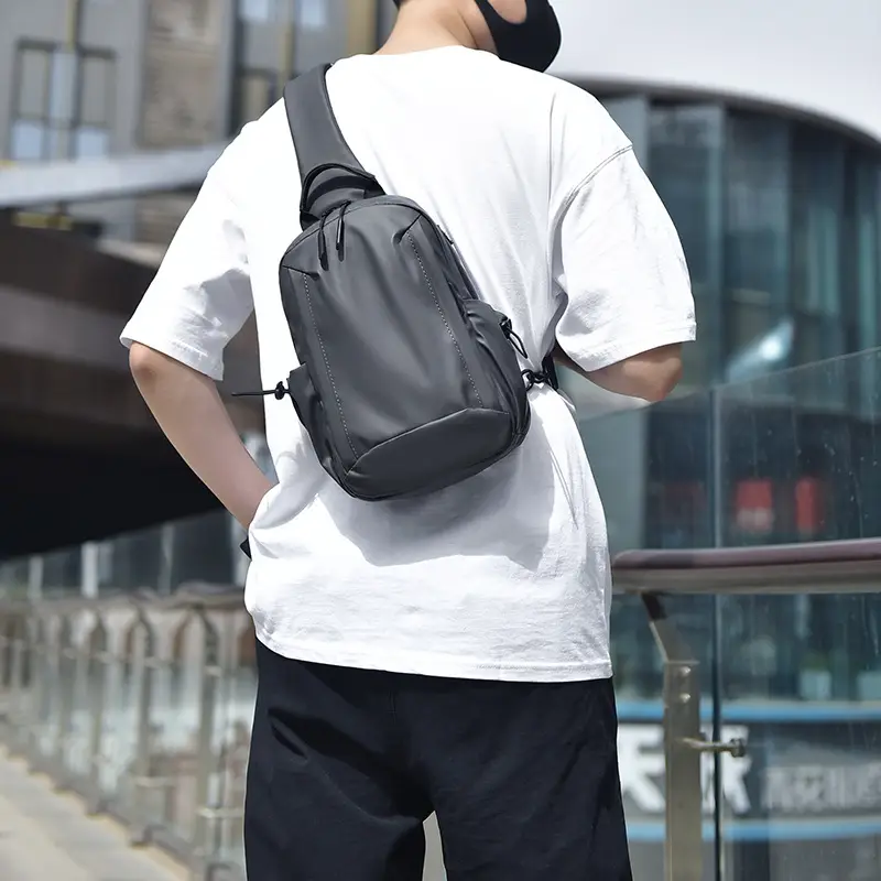 Men's Blue Multi-Compartment Crossbody Bag - Image 6