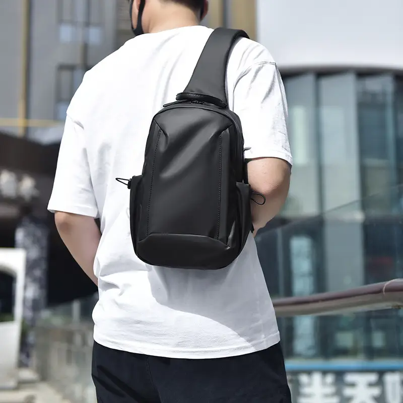 Men's Blue Multi-Compartment Crossbody Bag - Image 7