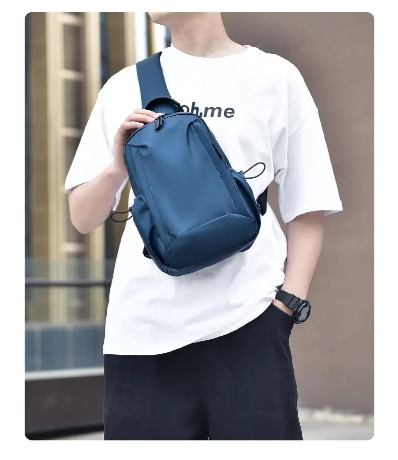 Men's Blue Multi-Compartment Crossbody Bag — feature 3