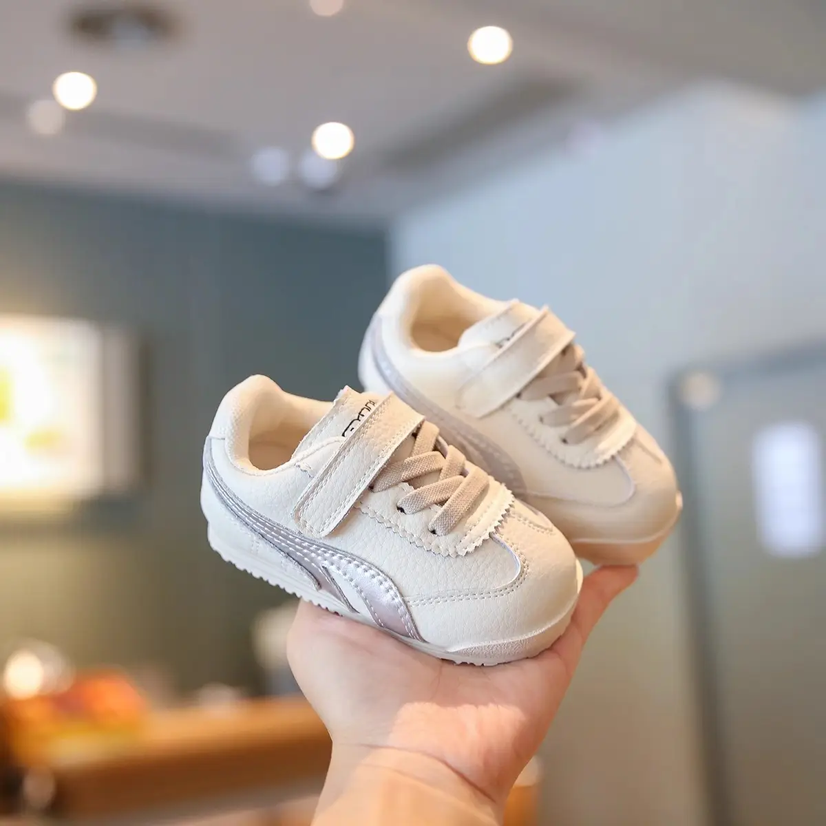 Baby Girls White Fleece Lined Toddler Shoes Spring Autumn