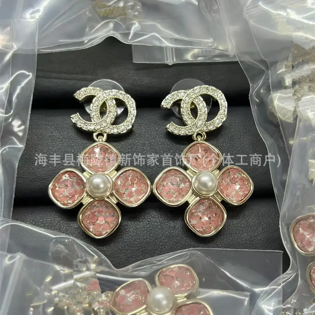 Double C Earrings Pearl Bow High End 925 Gold - Image 137