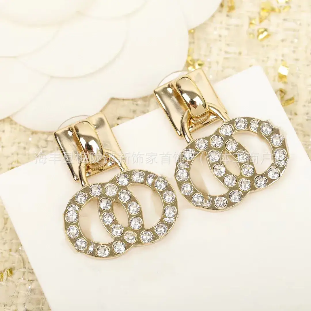 Double C Earrings Pearl Bow High End 925 Gold - Image 110