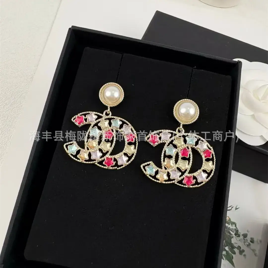 Double C Earrings Pearl Bow High End 925 Gold - Image 116